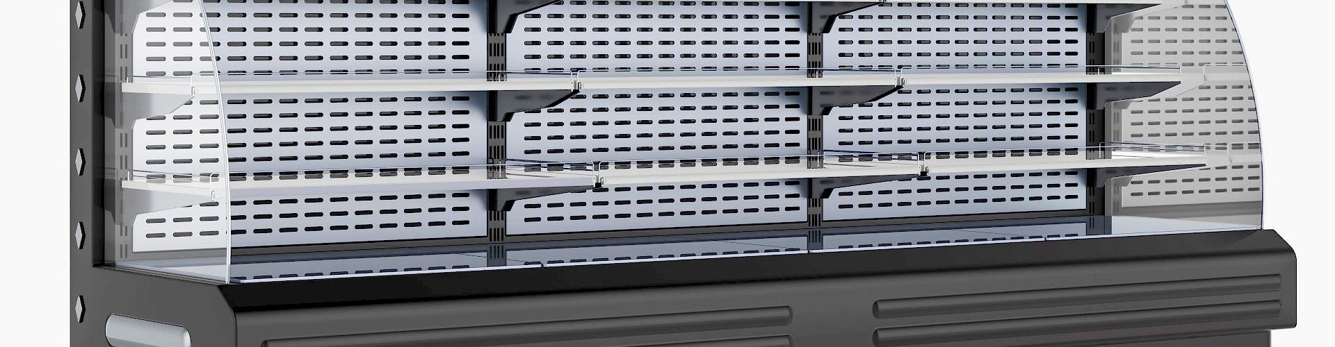 Horizontal Open Air Merchandiser. Merchandising and Display Refr